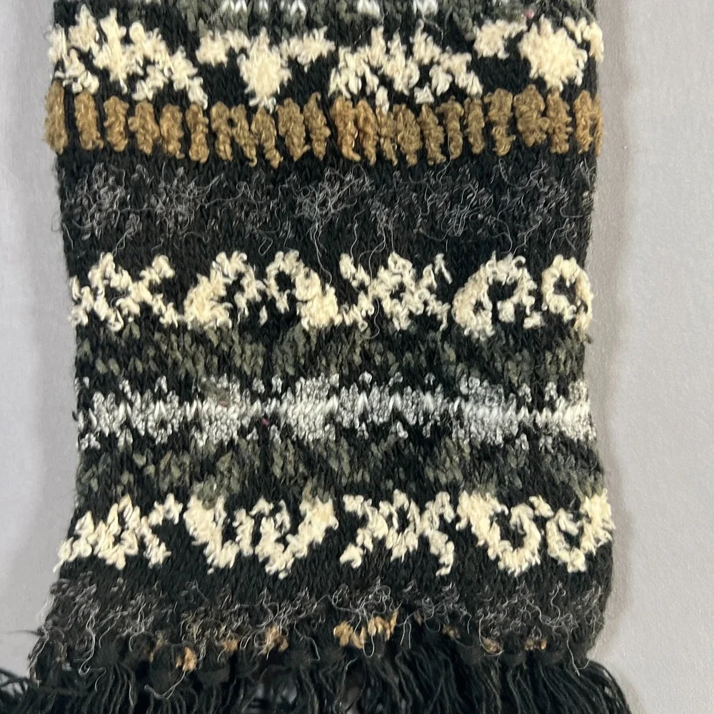 Everitt Scarf Womens One Size Multicolor Knitted Fair Isle Fringe Edge Winter